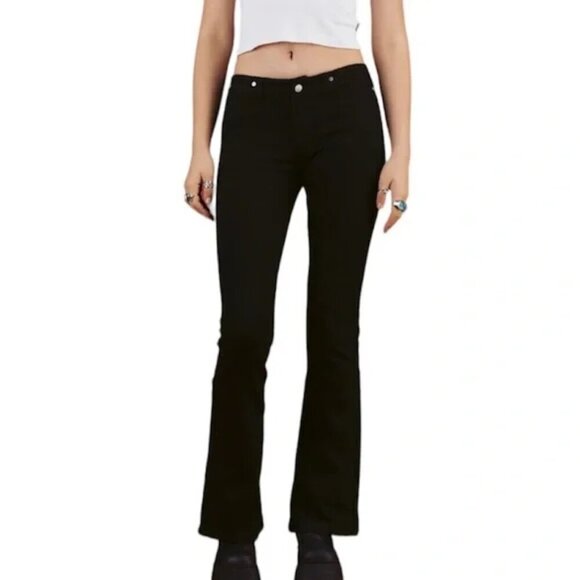 UNIF Stretch Jean Black Midrise Kick Flare Bootcut Goth Y2K Punk Grunge Sz 27 - Picture 1 of 13